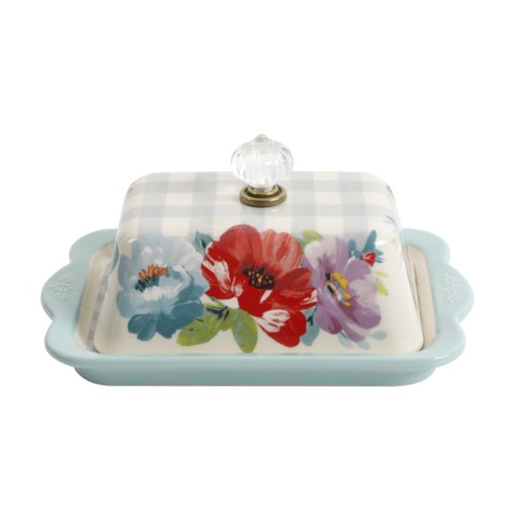 The PIONEER WOMAN Sweet Romance Ceramic Double Stick Blue Butter Dish - Picture 2 of 4